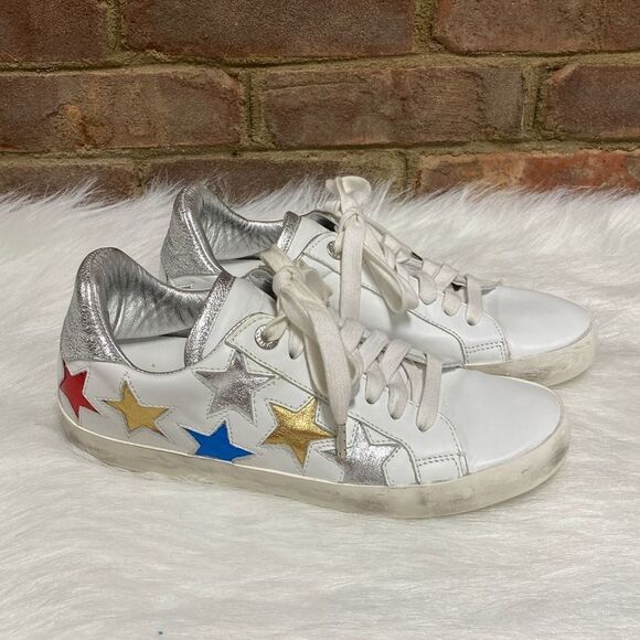 Zadig & Voltaire White Leather Multi Star Sneaker Size 38 - Picture 1 of 9